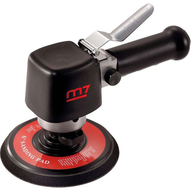 M7 Air Random Orbital Sander with 150mm pad; 10,000 RPM, lightweight design for efficient sanding in woodworking and metal projects.