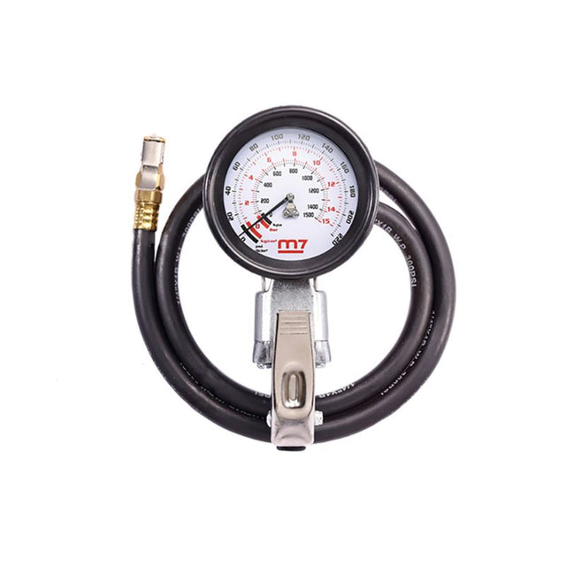 M7 Truck Tyre Inflator with 100mm gauge, 220psi max pressure, and 1000mm nozzle for heavy-duty tyre maintenance.