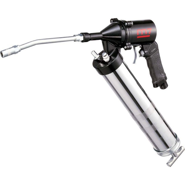 M7 Air Grease Gun with flexible hose, sturdy aluminum body, and adjustable stroke for efficient lubrication in tough jobs.