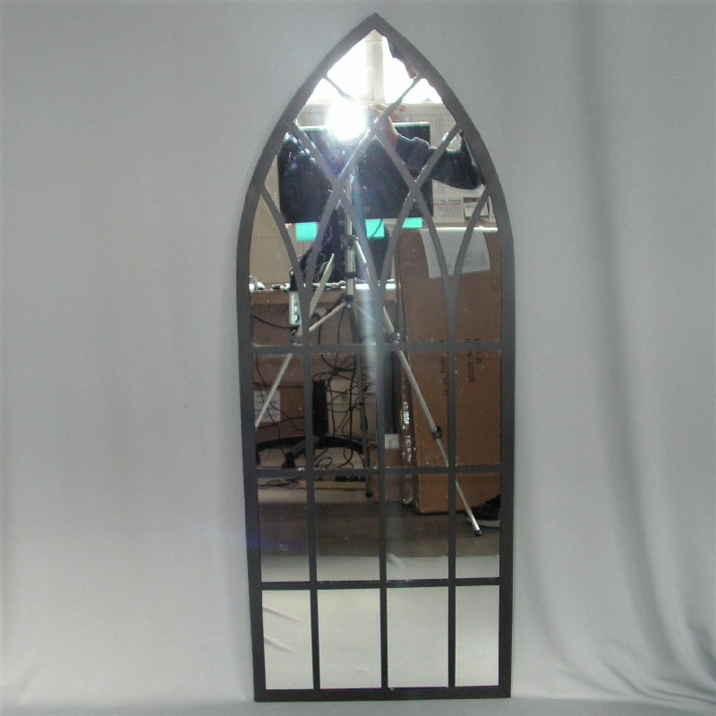 Elegant satin black Church Mirror (47 x 115cm) enhancing any room's decor with its stylish and modern design.