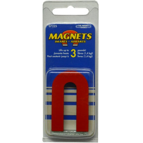 Horseshoe-shaped Alnico magnet, 50mm, 3lbs pull, ideal for crafts, DIY, and educational projects.