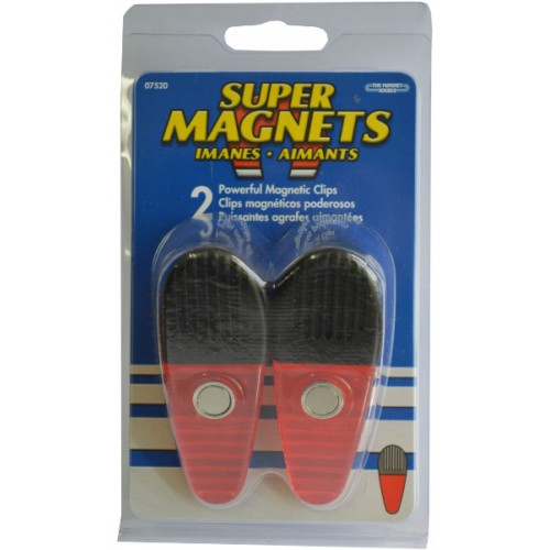 Vibrant red magnet clips, set of 2, ideal for organizing notes and memos on metal surfaces like fridges and whiteboards.