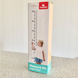 Height chart featuring a moose design, made from durable canvas and wood, perfect for tracking children's growth milestones.