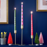 Merry & Bright Dinner Candles in assorted colors, 24cm high, perfect for elegant dining and eco-friendly decor.