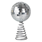 Sparkling silver disco ball tree topper adds festive glamour to your Christmas decor, perfect for modern holiday themes.