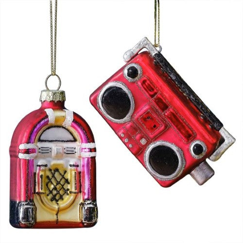 Charming retro music ornaments, 3.3cm x 7cm, perfect for adding nostalgic cheer to your Christmas tree.