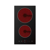 Compact Midea 30cm ceramic cooktop with touch control, 2 zones, timer, safety features, ideal for small kitchens.