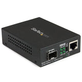 Gigabit Ethernet Fiber Media Converter with Open SFP Slot for seamless network extension and compatibility with various fiber connections.