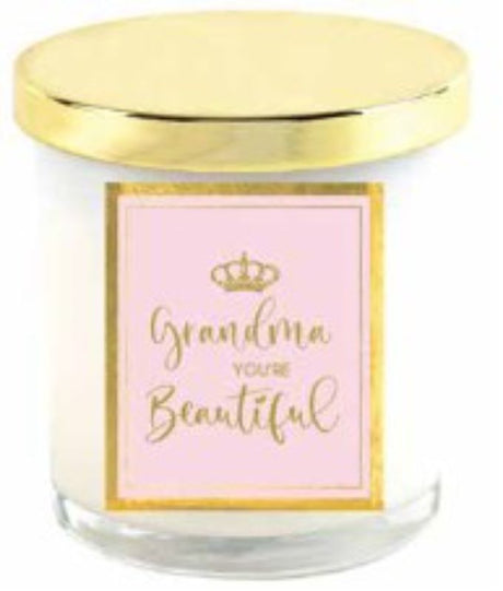 Heartfelt Grandma You're Beautiful Candle, elegant design with a warm glow, perfect for sentimental gifts and cozy ambiance.