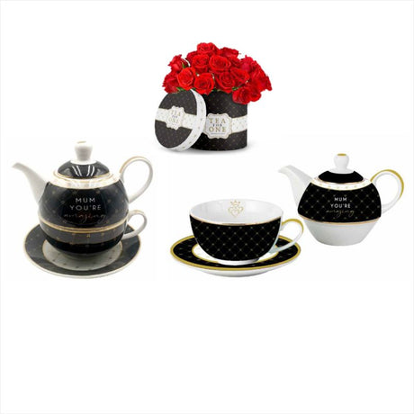 Ceramic tea set featuring floral design, perfect for celebrating mothers with tea time moments.