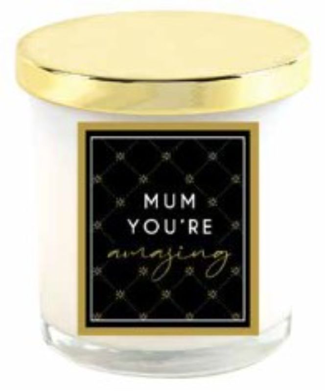 Elegant 'Mum You're Amazing Candle' with eco-friendly wax, perfect for relaxation and heartfelt gifting to mothers.