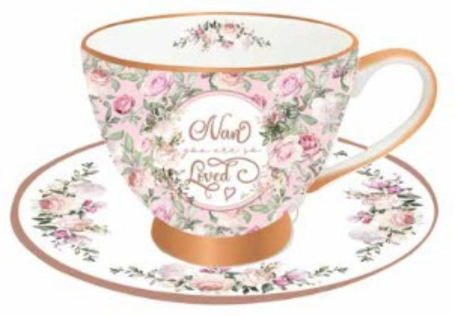 Elegant ceramic tea cup and saucer set with floral design, perfect for tea lovers and cozy moments.