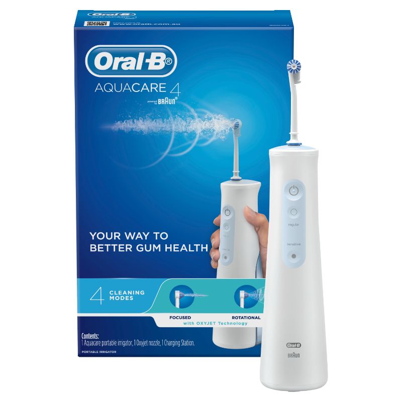 Braun Oral-B MDH20 Aquacare electric toothbrush and irrigator with Oxyjet Technology for deep gum cleaning and plaque removal.