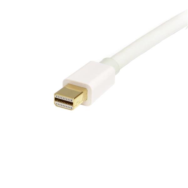 White 2m Mini DisplayPort to DisplayPort 1.2 adapter cable, supports 4K resolutions, ideal for connecting devices to monitors.