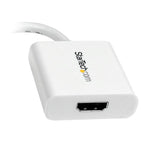 Mini DisplayPort to HDMI adapter in white, supporting up to 1920x1200 resolution for seamless video and audio connectivity.