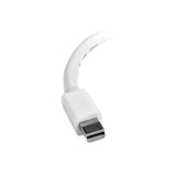 Mini DisplayPort to HDMI adapter in white, enabling 1920x1200 video output and audio pass-through for seamless connectivity.