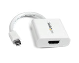 Mini DisplayPort to HDMI adapter in white, connects devices for 1920x1200 video and audio pass-through support.