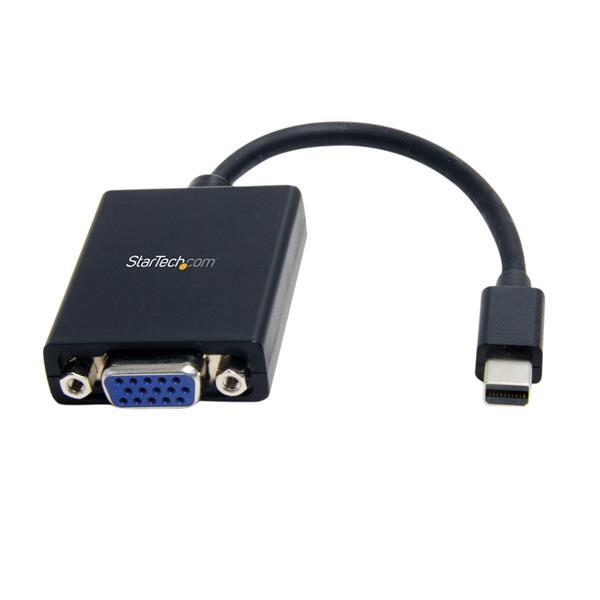 Mini DisplayPort to VGA adapter for seamless connections, supporting 1920x1200 resolution, compact and portable design.