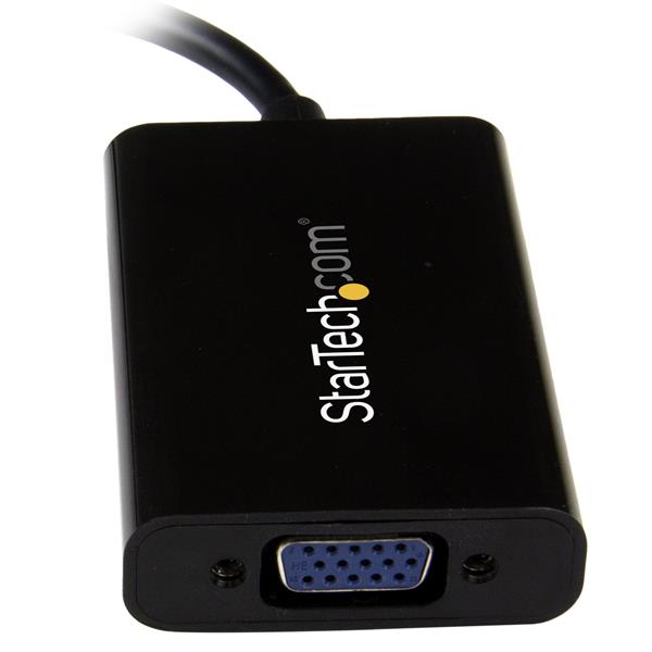 Mini DisplayPort to VGA Adapter with Audio for seamless device connectivity, ideal for presentations in various settings.