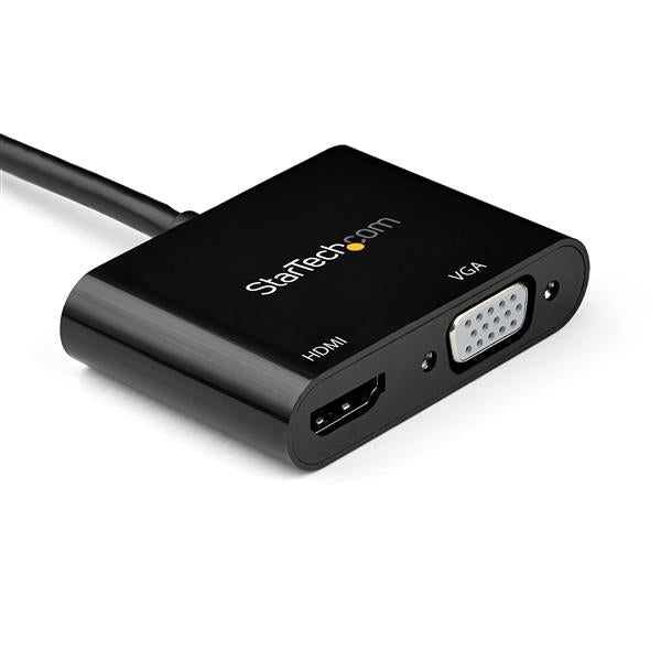 Mini DisplayPort to HDMI VGA adapter for 4K 60Hz output, featuring portable design, plug-and-play setup, and dual video connectivity.