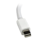 Mini DisplayPort to VGA adapter converter in white, enabling seamless connections for high-definition video on legacy displays.