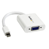 Mini DisplayPort to VGA adapter in white, enabling seamless connection to VGA monitors with high-definition video support.