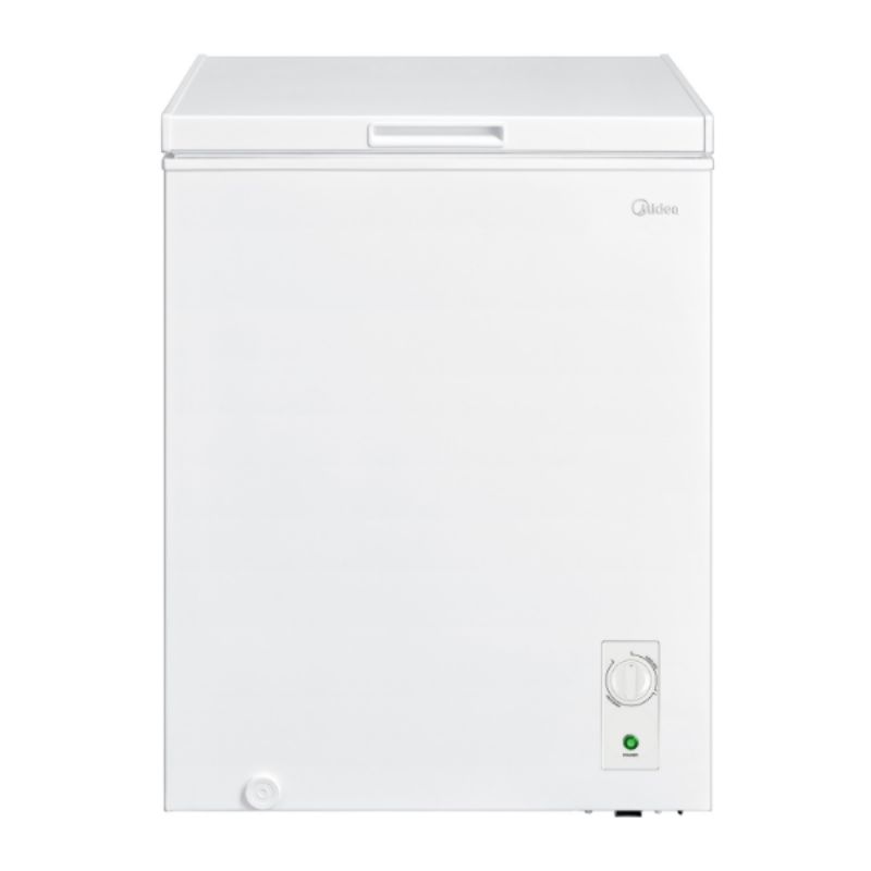 Midea 142L Convertible Chest Freezer/Fridge with adjustable temperature, removable basket, and energy-efficient design.