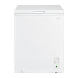 Midea 142L Convertible Chest Freezer/Fridge with adjustable temperature, removable basket, and energy-efficient design.