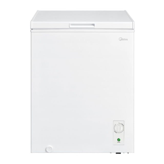 Midea 142L Convertible Chest Freezer/Fridge with adjustable temperature, removable basket, and energy-efficient design.