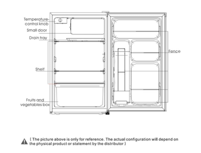 Compact white Midea 123L bar fridge with chiller compartment, adjustable legs, and reversible door for versatile use.