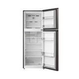 Midea Grey Stainless Steel Fridge Freezer (236L) with frost-free design, LED lighting, and electronic control for easy use.