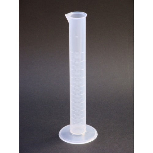 100 ml plastic measuring cylinder with raised calibrations, ideal for precise liquid measurements in professional and home use.