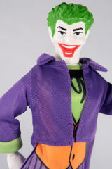 Collectible MEGO Joker figurine celebrating 50 years, styled in 1970s aesthetics with 26 points of articulation for dynamic poses.