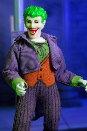 Limited edition MEGO Joker collectible figurine, 50th Anniversary, 26 points of articulation, retro 1970s style.