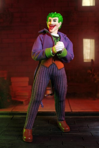 Collectible MEGO Joker figurine celebrating 50 years, featuring 26 points of articulation and classic 1970s styling.