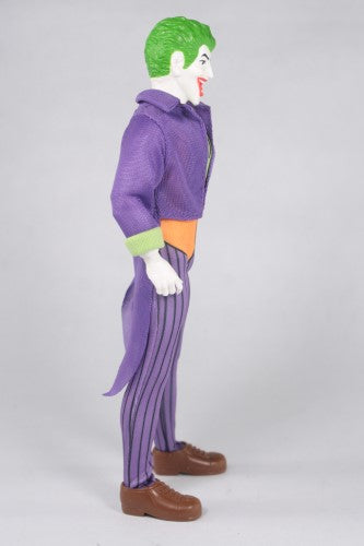 Collectible MEGO Joker figurine celebrating 50 years, featuring 1970s design and 26 points of articulation for display.