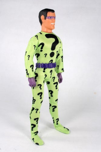 8-inch MEGO Riddler figurine with 26 points of articulation, celebrating 50 years of iconic 1970s Batman design.