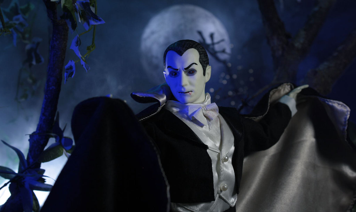 14" MEGO Dracula collectible figurine with detailed vintage styling, authentic clothing, and 14 points of articulation.