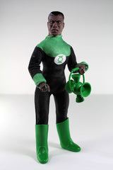 Collectible MEGO 8" Green Lantern figurine of John Stewart with detailed retro design, 14 points of articulation, and comic-accurate features.