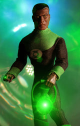 8-inch MEGO Green Lantern (John Stewart) figurine, featuring retro design and 14 points of articulation for display or play.