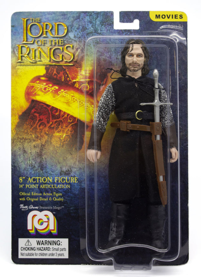 8-inch collectible Aragorn figurine with 14 points of articulation and authentic costumes in a classic box.