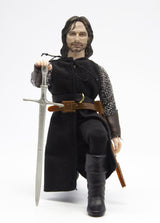 8" MEGO Aragorn collectible figurine with 14 points of articulation, detailed costume, and classic display box.