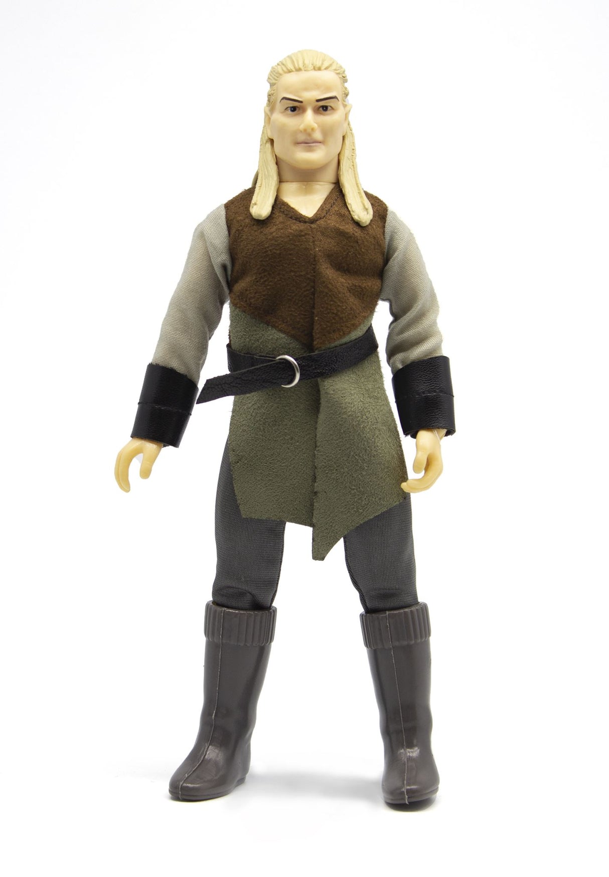 8-inch MEGO Legolas figurine with 14 articulation points and detailed costume, perfect for collectors and fans of Lord of the Rings.