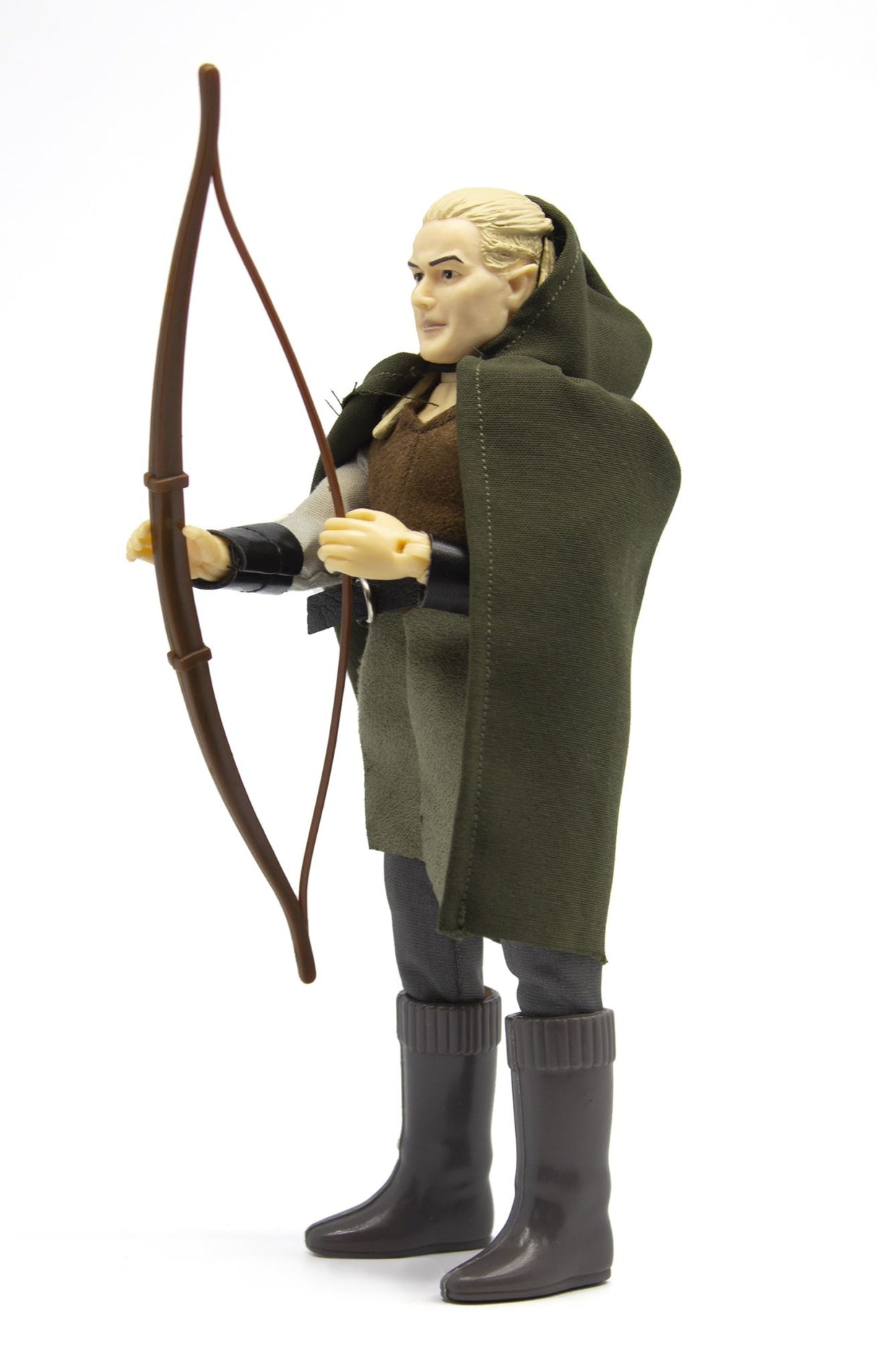 8-inch MEGO Legolas collectible figurine with 14 articulation points, detailed costume, and retro-style packaging for fans.