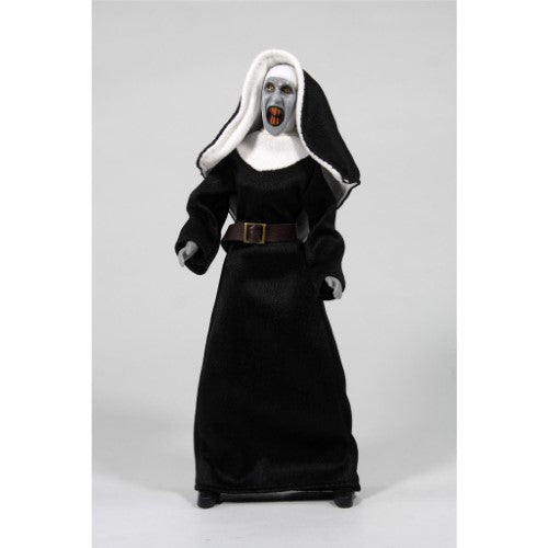 8-inch MEGO THE NUN HNF collectible figurine with 26 articulation points, detailed fabric outfit, and retro packaging.