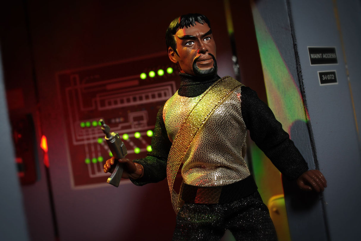 Collectible MEGO 8" TOS Star Trek Kang figurine with 14 articulation points, retro design, and screen-accurate clothing.