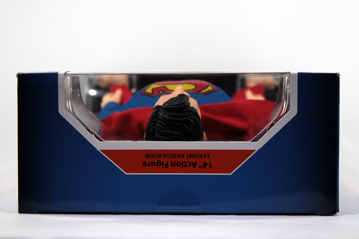 14-inch Mego Superman figurine with vibrant colors, comic book accuracy, and 14 points of articulation for display and play.