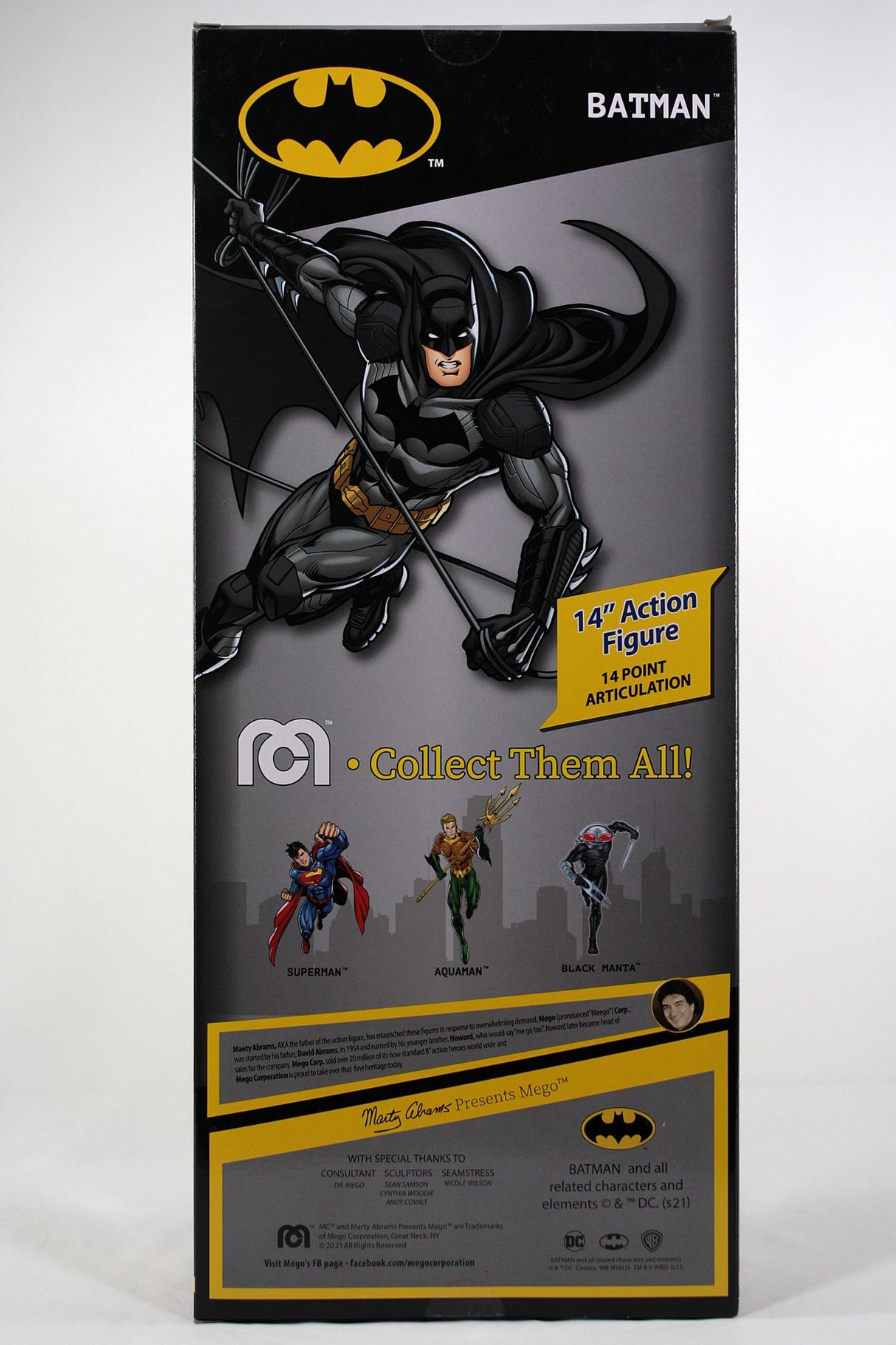 14" MEGO Batman figurine featuring iconic costume, 14 points of articulation, perfect for collectors and display.