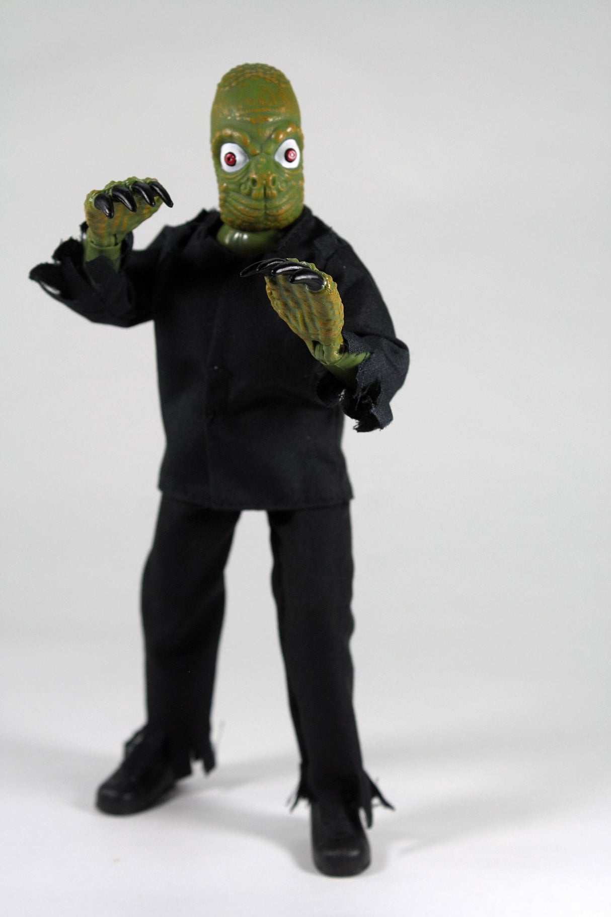 8" MEGO Mole People figurine, intricately detailed, 14 points of articulation, retro horror collectible in classic box.