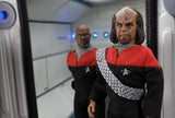 8-inch collectible Worf figurine from Star Trek, featuring 14 points of articulation and detailed Starfleet uniform.